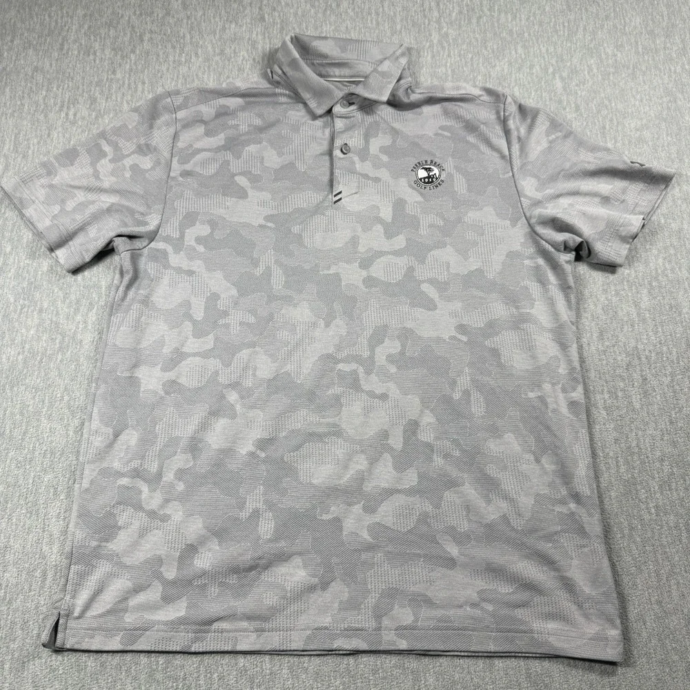 Under Armour Shirt Mens XL Gray Camo Pebble Beach Golf Links HeatGear Polo